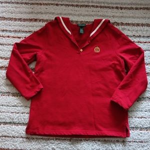 Lauren Ralph Lauren Sweater Womens L Red Sailor Nautical Embriodered Crest VTG